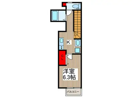 キャメル戸塚東(1K/2階)の間取り写真
