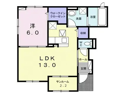 東武小泉線 成島駅(群馬) 徒歩24分 2階建 築4年(1LDK/1階)の間取り写真