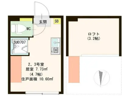 ハーモニーテラス新小岩(ワンルーム/1階)の間取り写真
