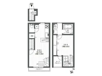 エスポワールコネクト(1LDK/3階)の間取り写真