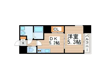 LA DOUCEUR片平(1DK/2階)の間取り写真