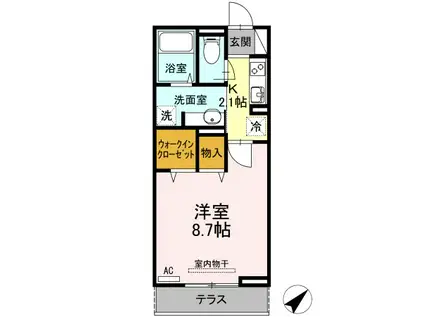 BRIGHT HALU ウエストブライト ハル ウエスト(1K/1階)の間取り写真