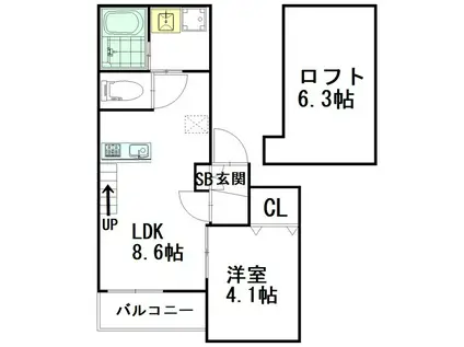 パティオ五十川(1LDK/1階)の間取り写真