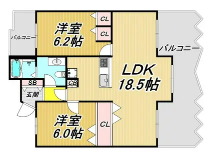コナビレッジ5(2LDK/6階)の間取り写真