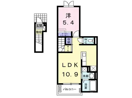 ケントクI(1LDK/2階)の間取り写真