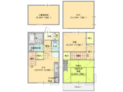 リバーハイツ(2DK/1階)の間取り写真