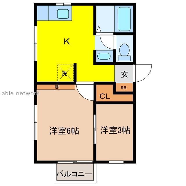 アンジュ(2K/1階)の間取り写真