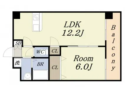 カーサ・ストラーダ(1LDK/6階)の間取り写真