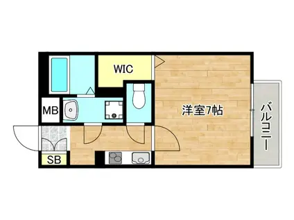 アプローズ(1K/3階)の間取り写真