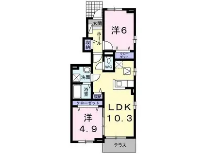 プラシード アロッジオ(2LDK/1階)の間取り写真