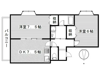 アイランドパレスC(2DK/2階)の間取り写真