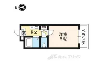 ファミリエ北白川(1K/2階)の間取り写真
