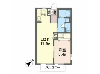 ベルデュール(1LDK/1階)の間取り写真