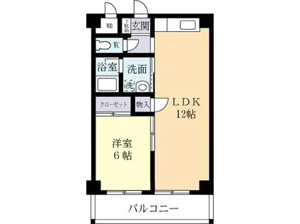 中山ビル(1LDK/3階)の間取り写真