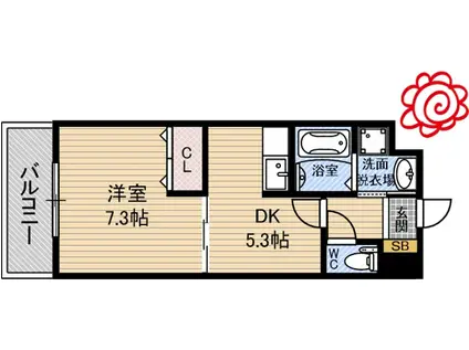 シャトードグリシーヌ(1DK/2階)の間取り写真