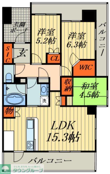 BRILLIA草加(3LDK/13階)の間取り写真