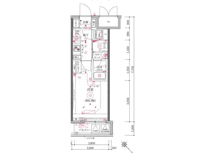 リヴシティ横濱関内(1K/4階)の間取り写真