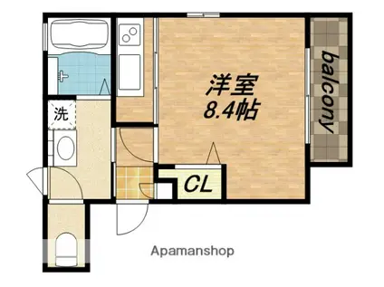 ジョリシャンブルII(ワンルーム/1階)の間取り写真