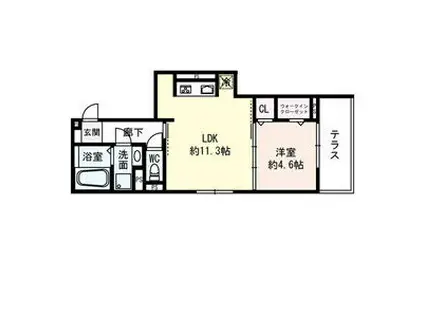 ラヴィベル本堅田(1LDK/3階)の間取り写真