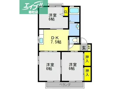 シャーメゾン中央A棟(3DK/2階)の間取り写真