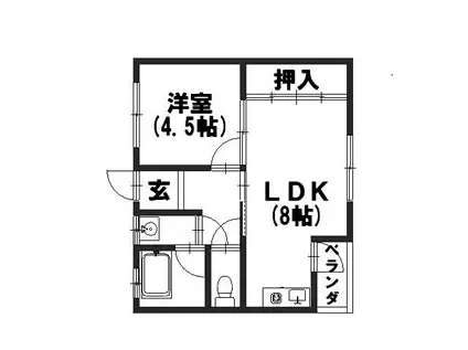 瓜生ハイツ(1LDK/2階)の間取り写真