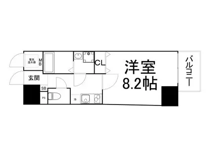 ピアグレース上本町(1K/11階)の間取り写真