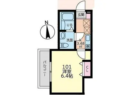CASAMOMA中野島(1K/1階)の間取り写真