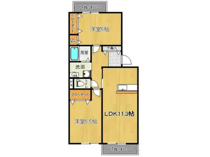 ミルキークォーツ(2LDK/2階)の間取り写真