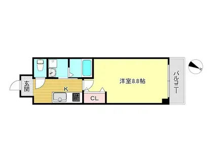 コンフォート9(1K/3階)の間取り写真