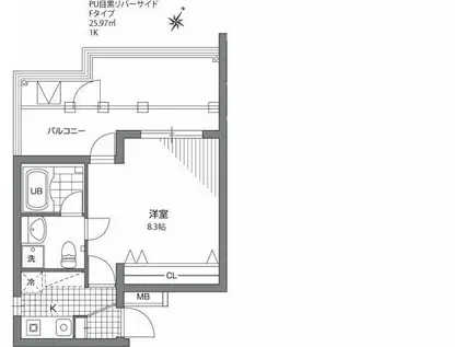 プライムアーバン目黒リバーサイド(1K/4階)の間取り写真