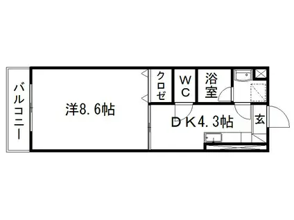 ピュアコート(1DK/2階)の間取り写真