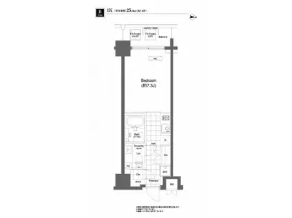 プライムアーバン目黒大橋ヒルズ(1K/3階)の間取り写真