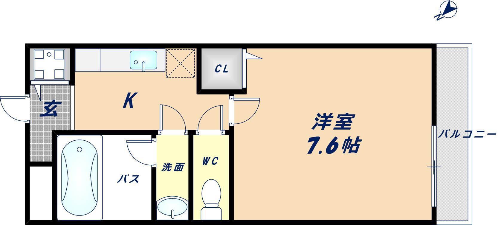 エスティームI番館(1K/1階)の間取り写真