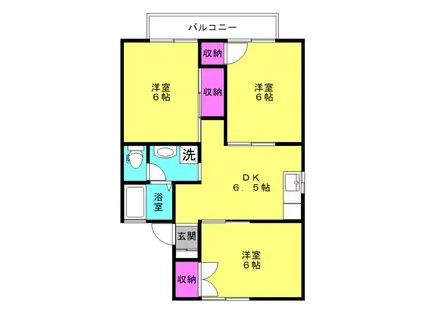 一色ハイツII C棟(3DK/1階)の間取り写真