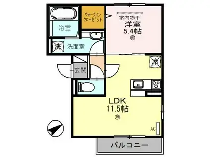 D-ROOM 明石オーシャンビューハイツ(1LDK/2階)の間取り写真