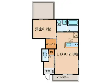フィオーレY´S(1LDK/1階)の間取り写真