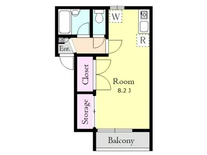 ストゥーディオ(ワンルーム/1階)の間取り写真