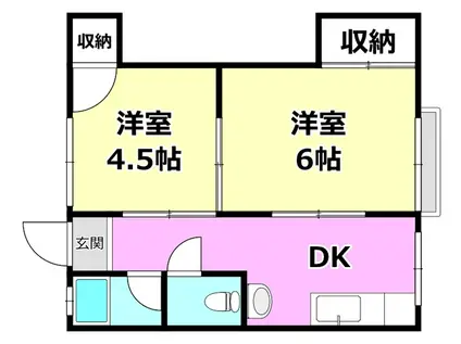 ビスタ岸部ハイツ(2DK/2階)の間取り写真