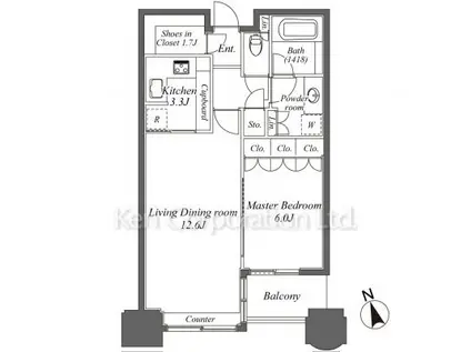 青山パーク・タワー(1LDK/10階)の間取り写真