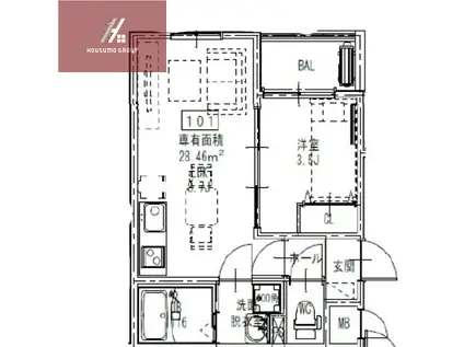 D PORTA VIALE(1LDK/1階)の間取り写真