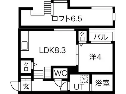 FORTUNA伝馬(1LDK/1階)の間取り写真
