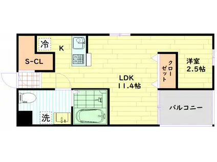 エルデ赤川(1LDK/1階)の間取り写真