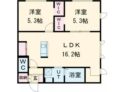 ノルフィーノ セラII(2LDK/2階)の間取り写真