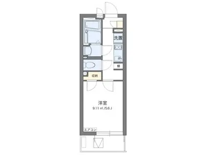 クレイノラーリノ U京町(1K/4階)の間取り写真