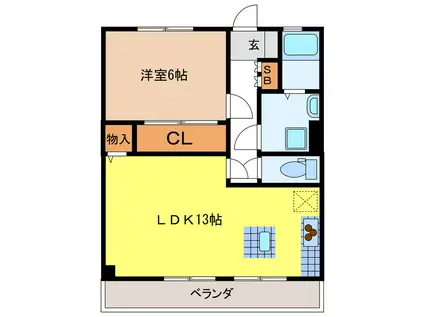 クレヴェール瑞穂(1LDK/3階)の間取り写真