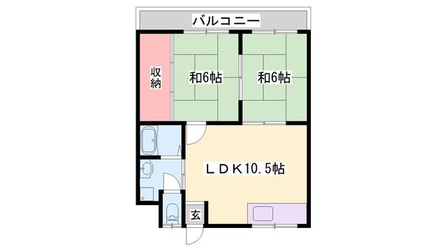 グリーンビレッジ書写(2LDK/2階)の間取り写真