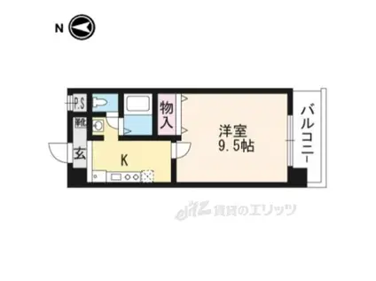 ハウスセゾン四条通(1K/5階)の間取り写真