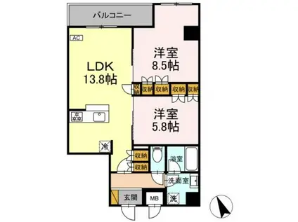 WINDEER西船橋(2LDK/7階)の間取り写真