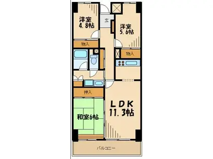 ザ スクエア聖蹟桜ヶ丘(3LDK/13階)の間取り写真