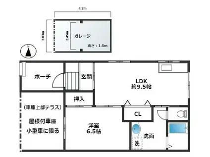 サンマリン王居殿(1LDK/1階)の間取り写真